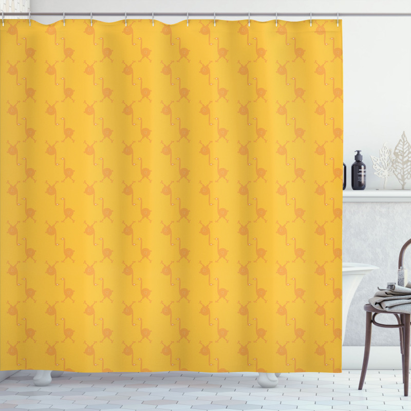Retro Orange Birds Shower Curtain