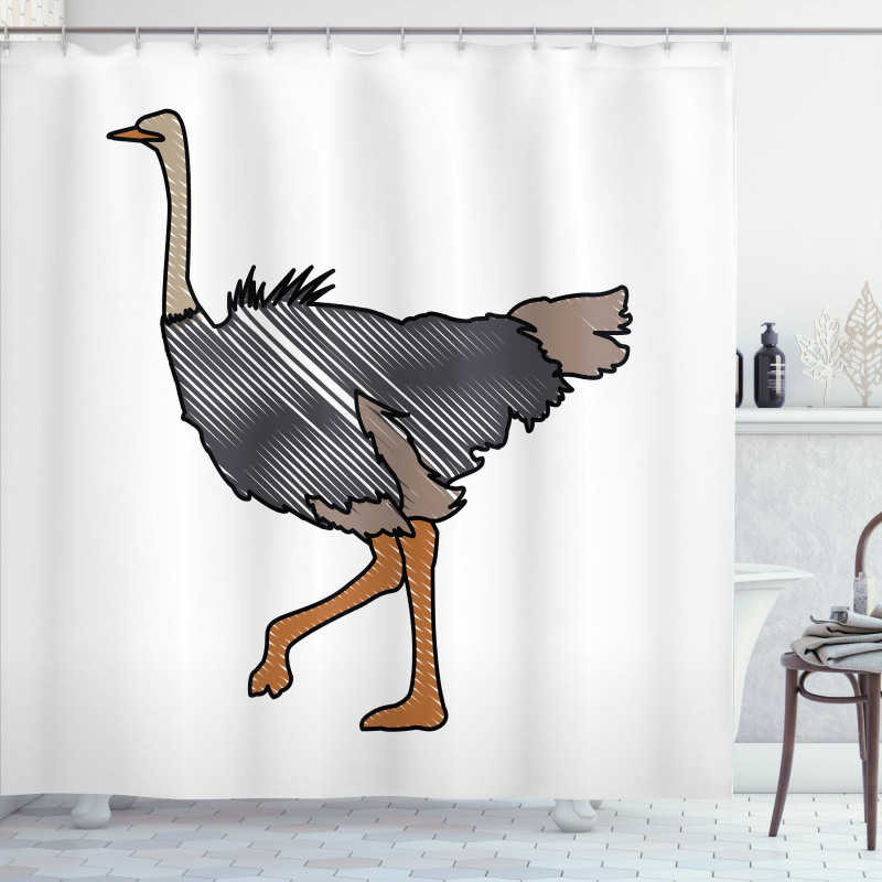 Striped Doodle Style Bird Shower Curtain
