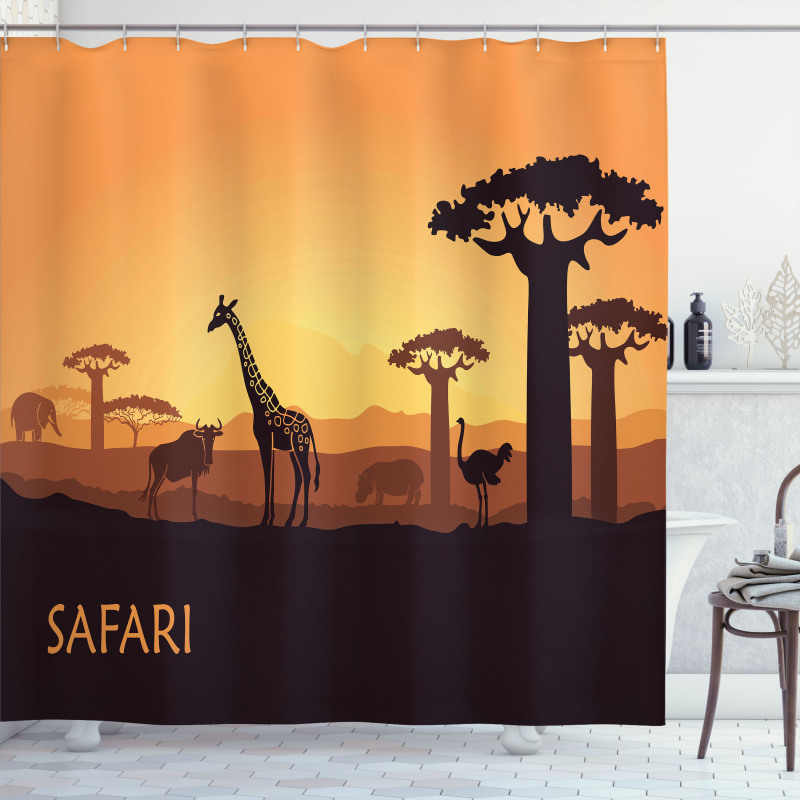 Exotic and Pastoral Sunset Shower Curtain