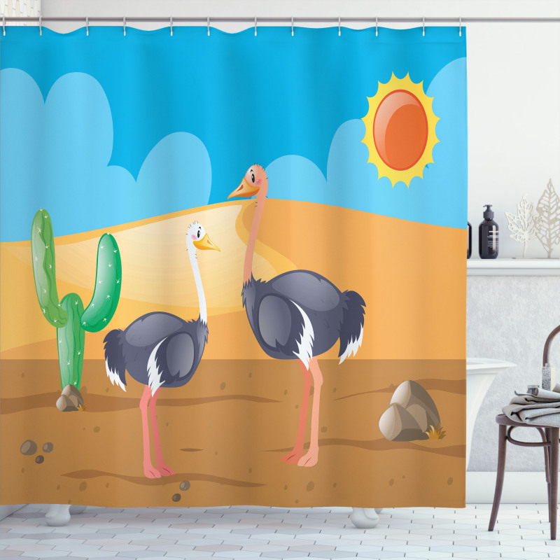 Wild Birds on Desert Cactus Shower Curtain