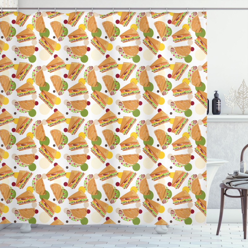 Sandwich and Taco Snacks Shower Curtain