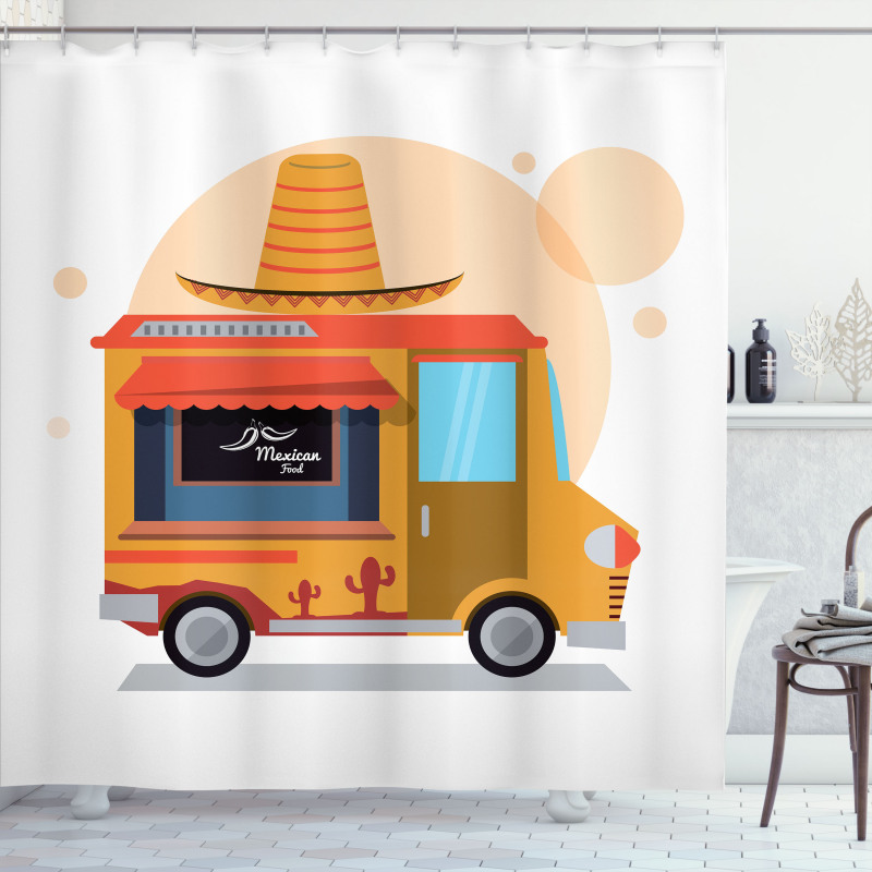 Mexican Food Delivery Truck Shower Curtain