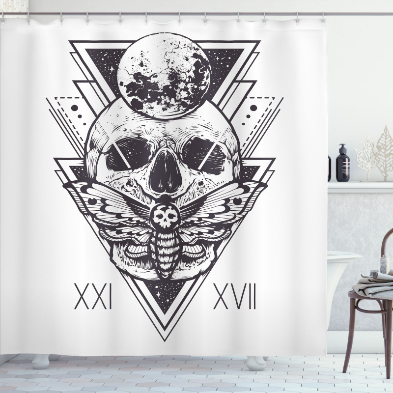 Hipster Tattoo Skull Shower Curtain