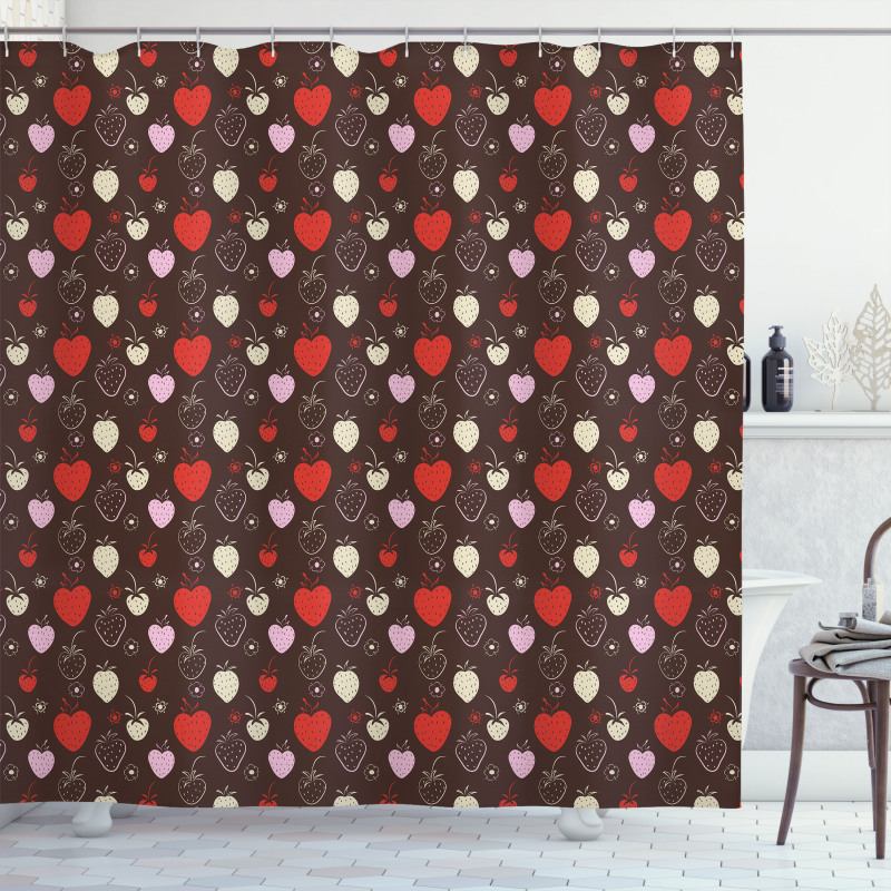 Strawberry Flowers Shower Curtain