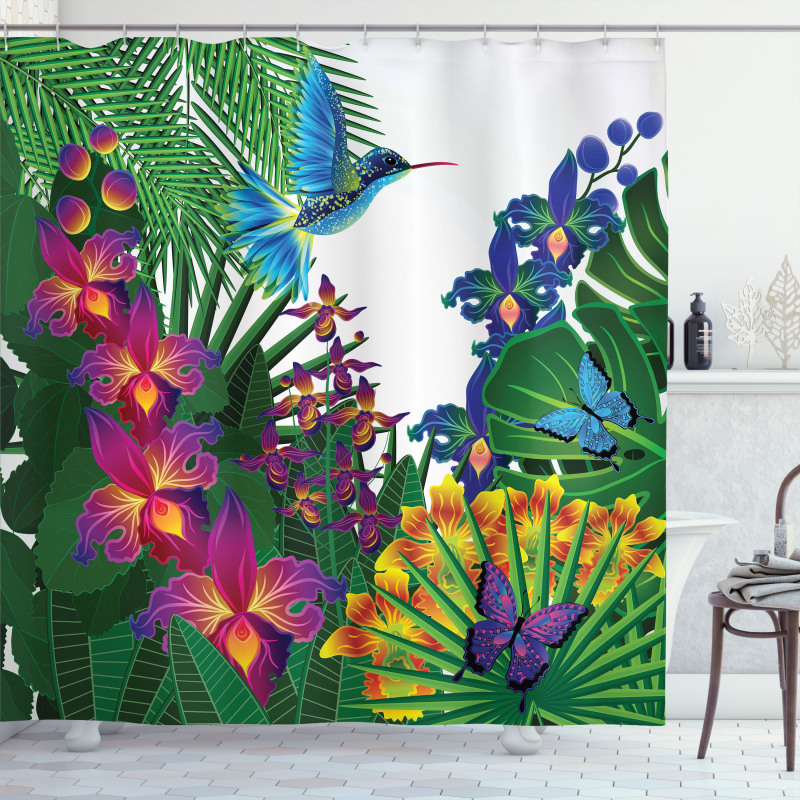 Vibrant Tropical Jungle Shower Curtain