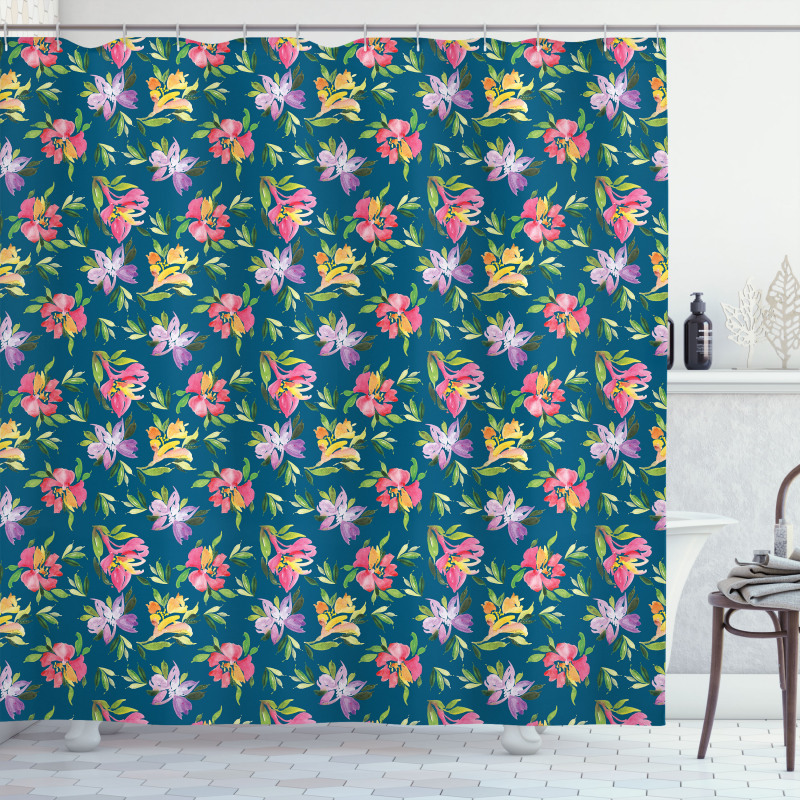 Watercolor Flowers Shower Curtain