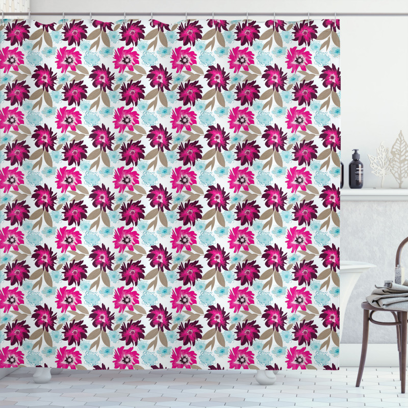 Abstract Marsala Blossoms Shower Curtain