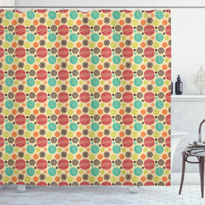 Sketchy Big Small Spots Shower Curtain