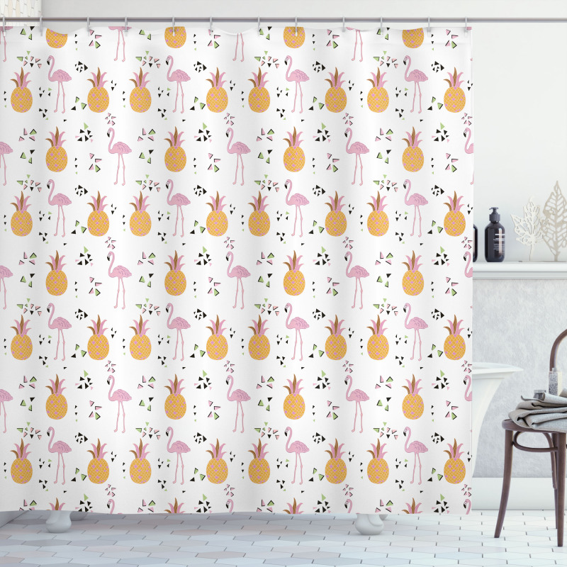 Tropical Animal Pineapples Shower Curtain