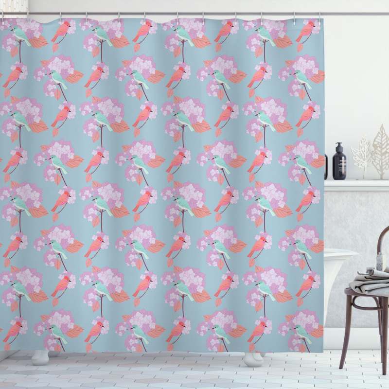 Sparrows Resting Branches Shower Curtain