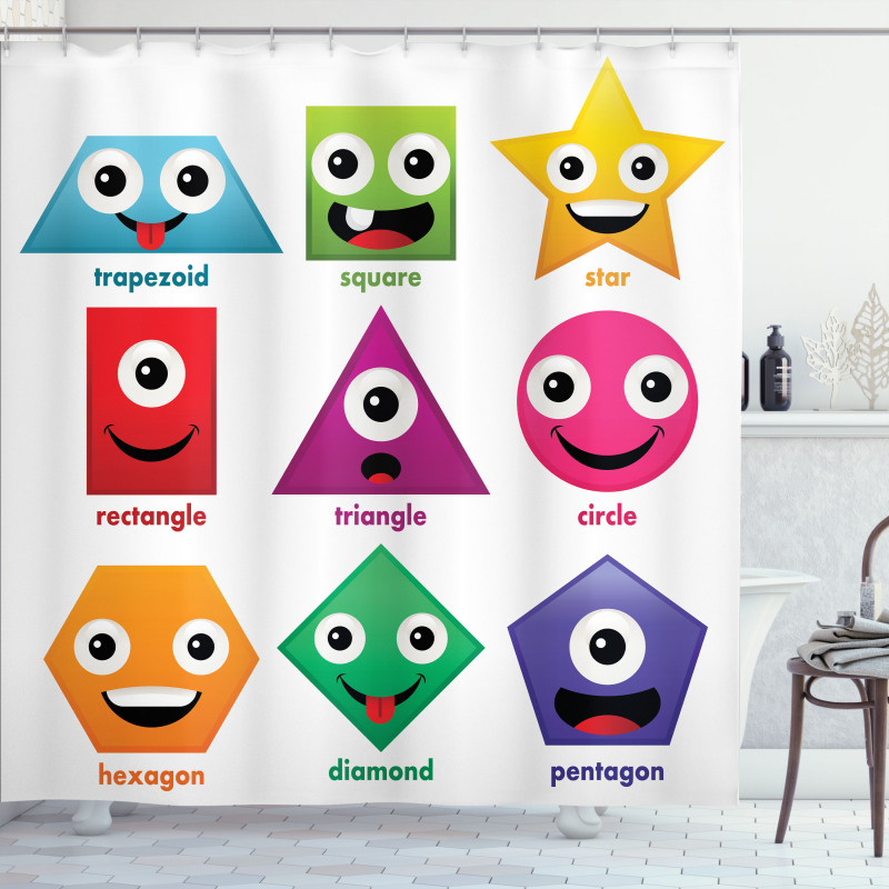Shapes with Funny Faces Shower Curtain