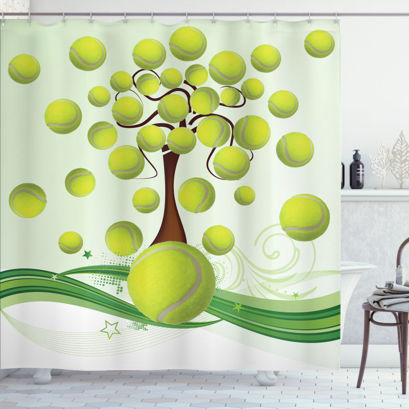 Tennis Balls Pattern Shower Curtain