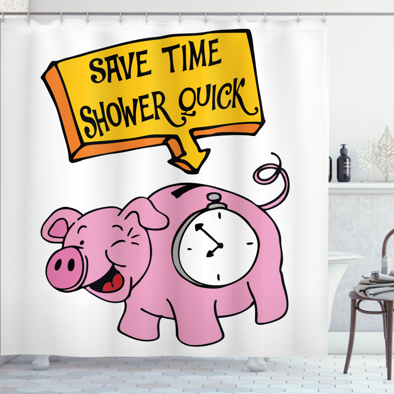 Save Time Shower Quick Piggy Shower Curtain