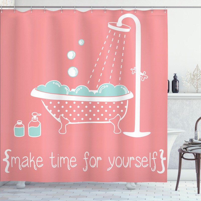 Tub with Inspirational Saying Shower Curtain