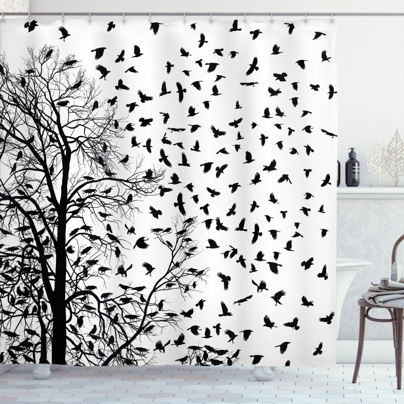 Flying Birds Tree Shower Curtain
