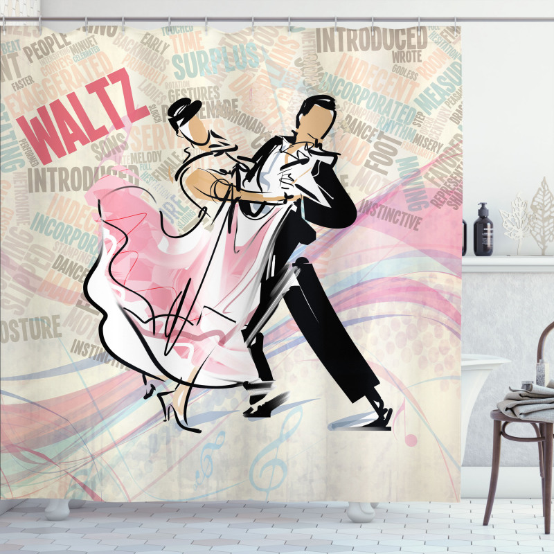 Romantic Dancing Couple Words Shower Curtain