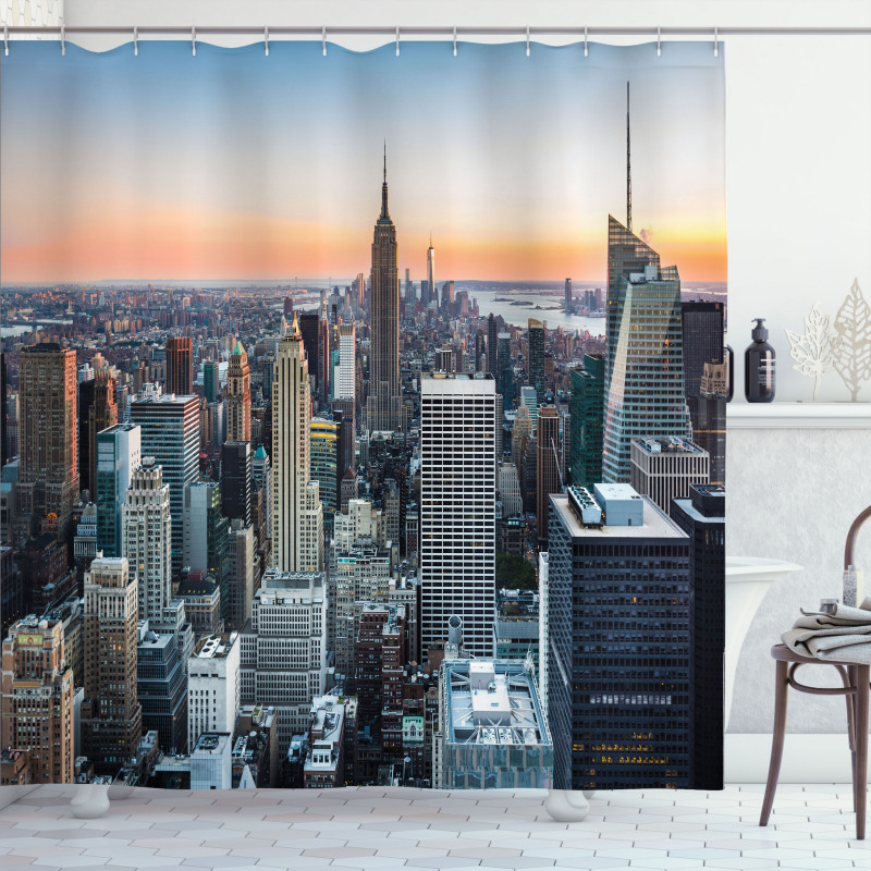 NYC Manhattan Skyline Dusk Shower Curtain