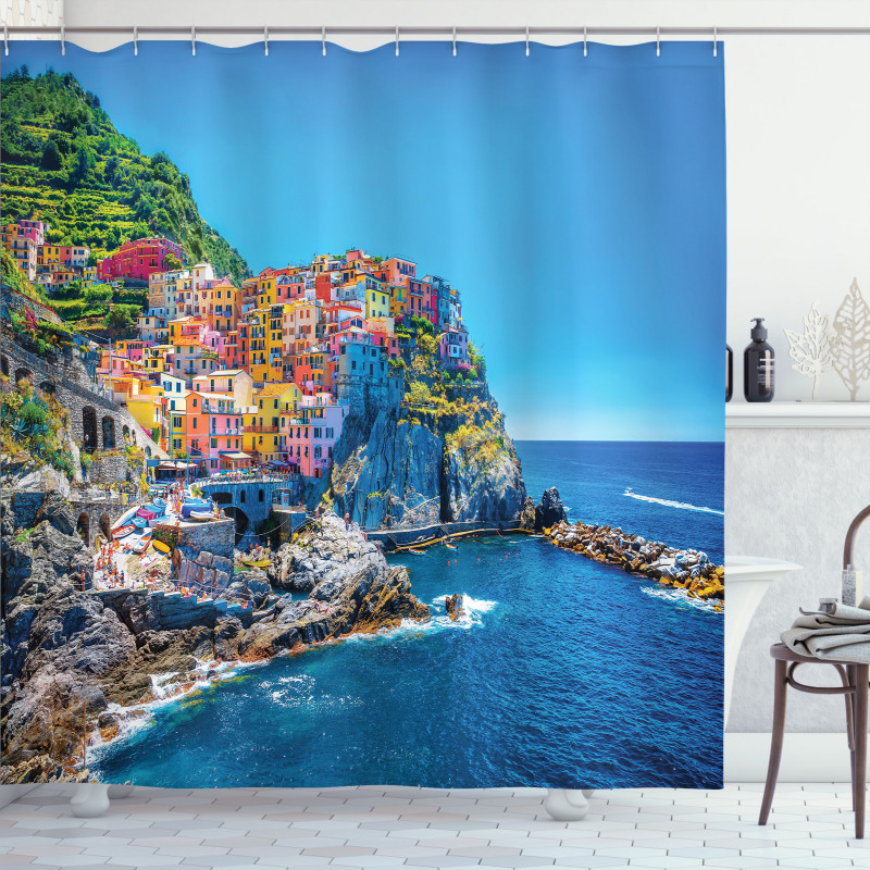 Colorful Houses on Hill Shower Curtain