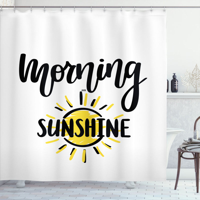 Doodle Morning Sunshine Text Shower Curtain