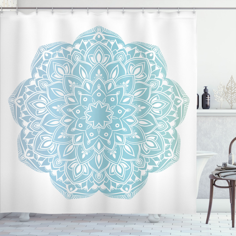 Oriental Round Motif Shower Curtain