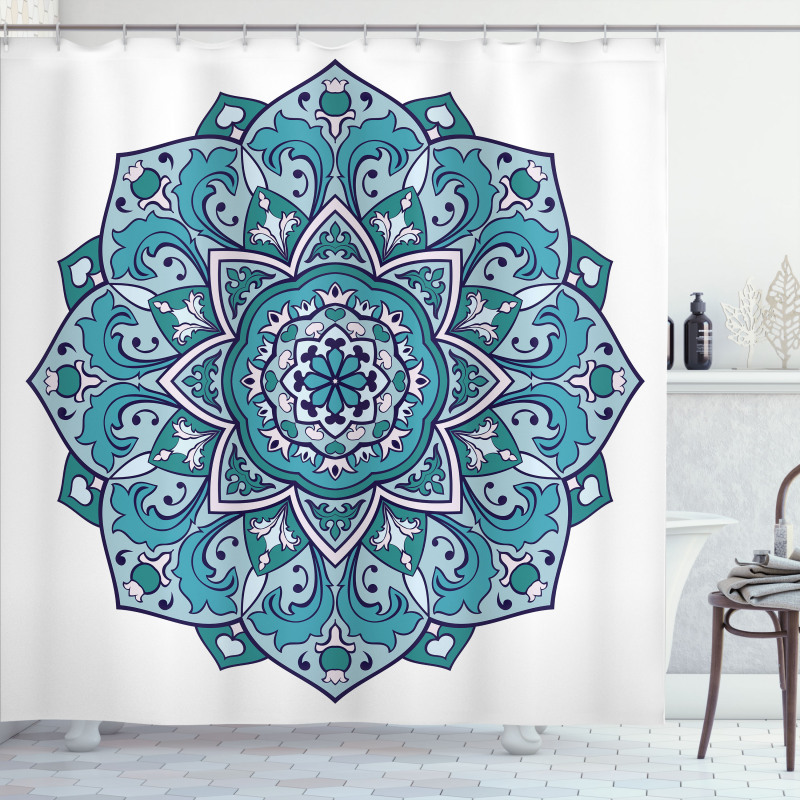 Curly Eastern Flower Shower Curtain