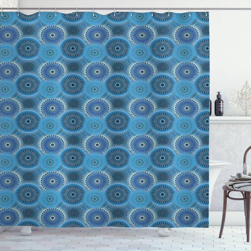 Vintage Blue Asian Shower Curtain