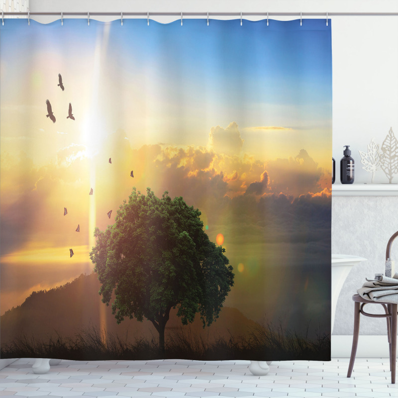 Romantic Fairy Sunset View Shower Curtain