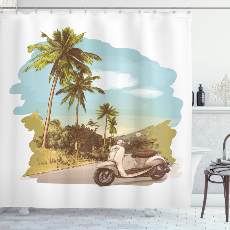 Vintage Scooter in Jungle Shower Curtain