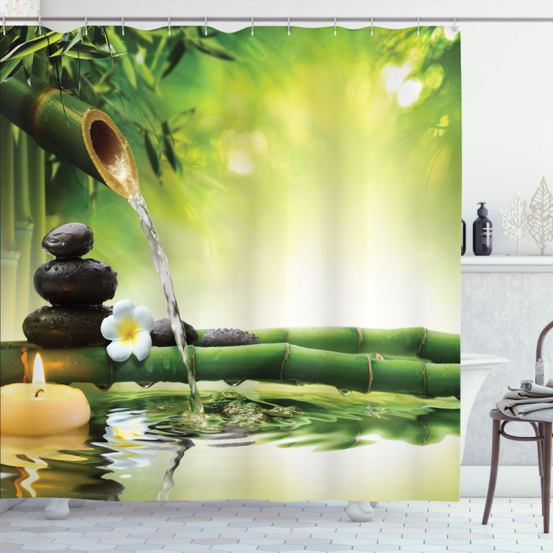 Meditation Stones Bamboo Shower Curtain