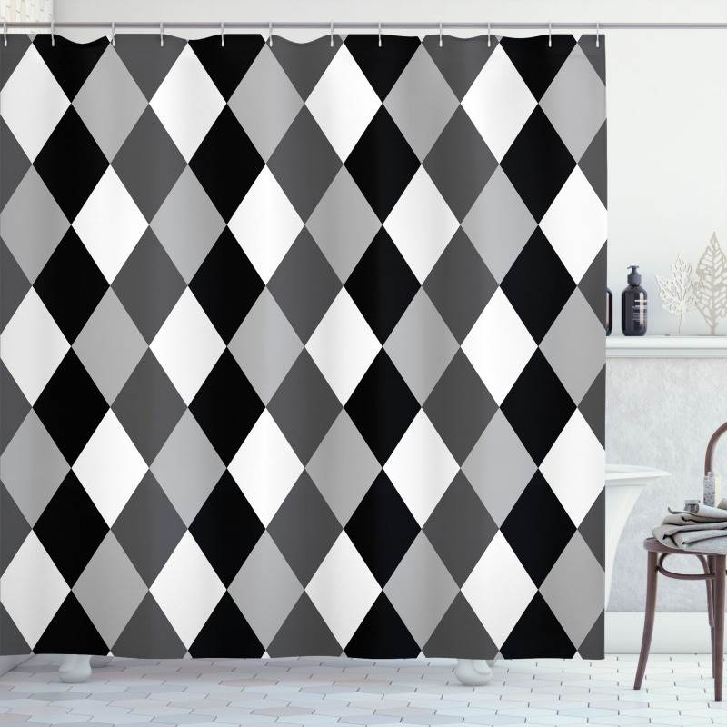 Black and White Rhombus Shower Curtain