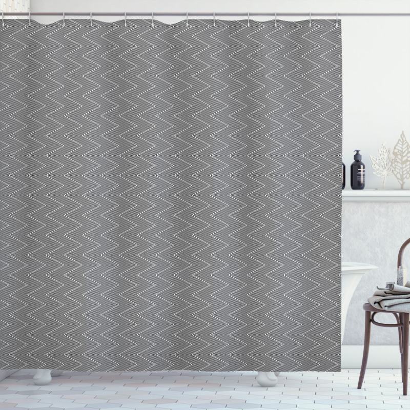 Black and White Zigzags Shower Curtain