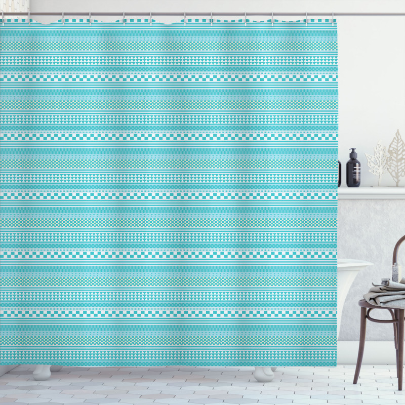 Aquatic Colored Shapes Shower Curtain