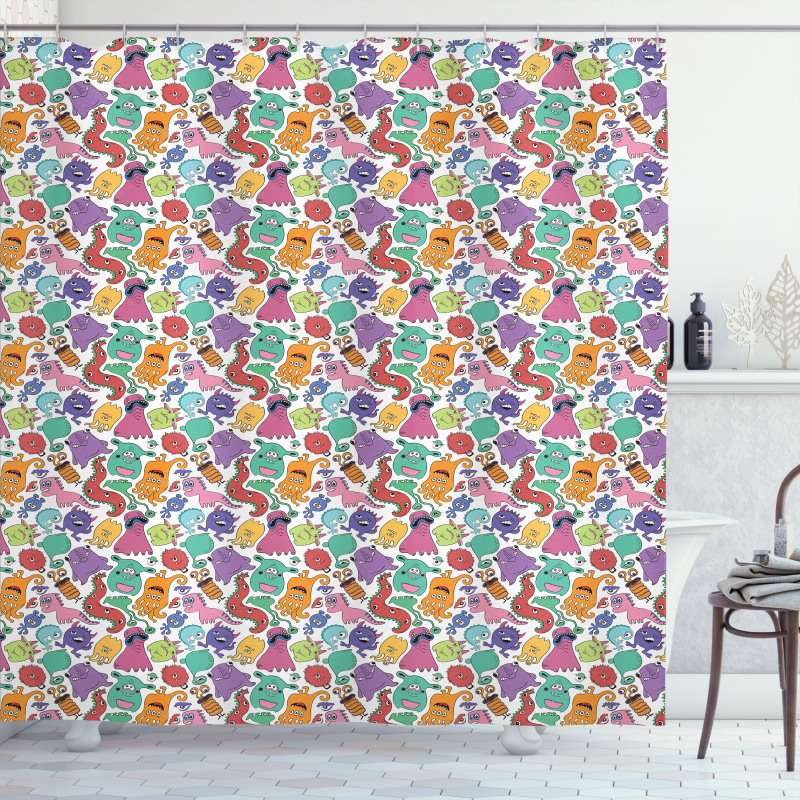 Abstract Hairy Monsters Shower Curtain