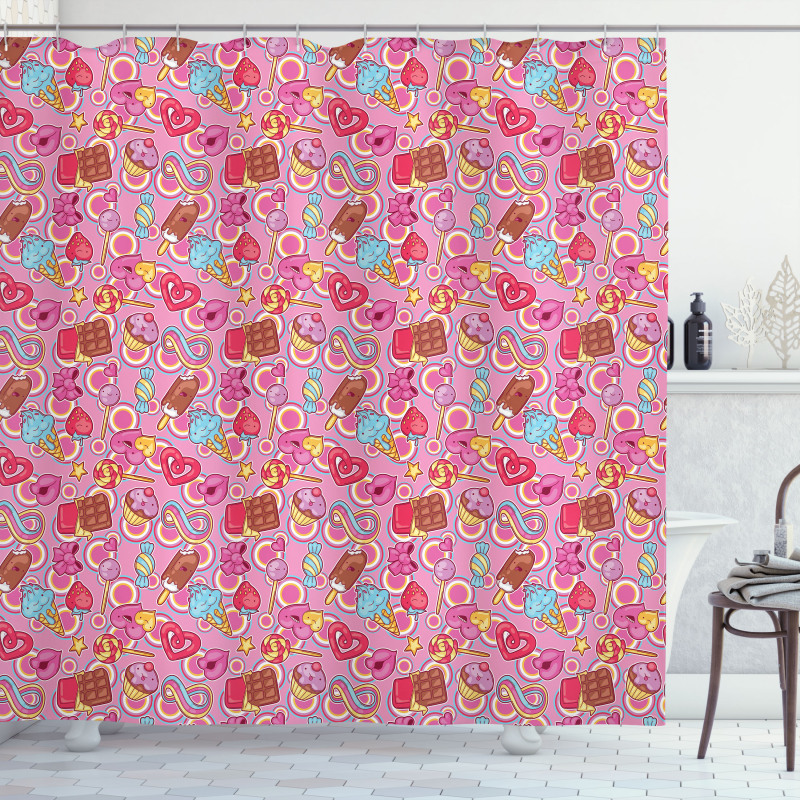 Cartoon Style Colorful Design Shower Curtain