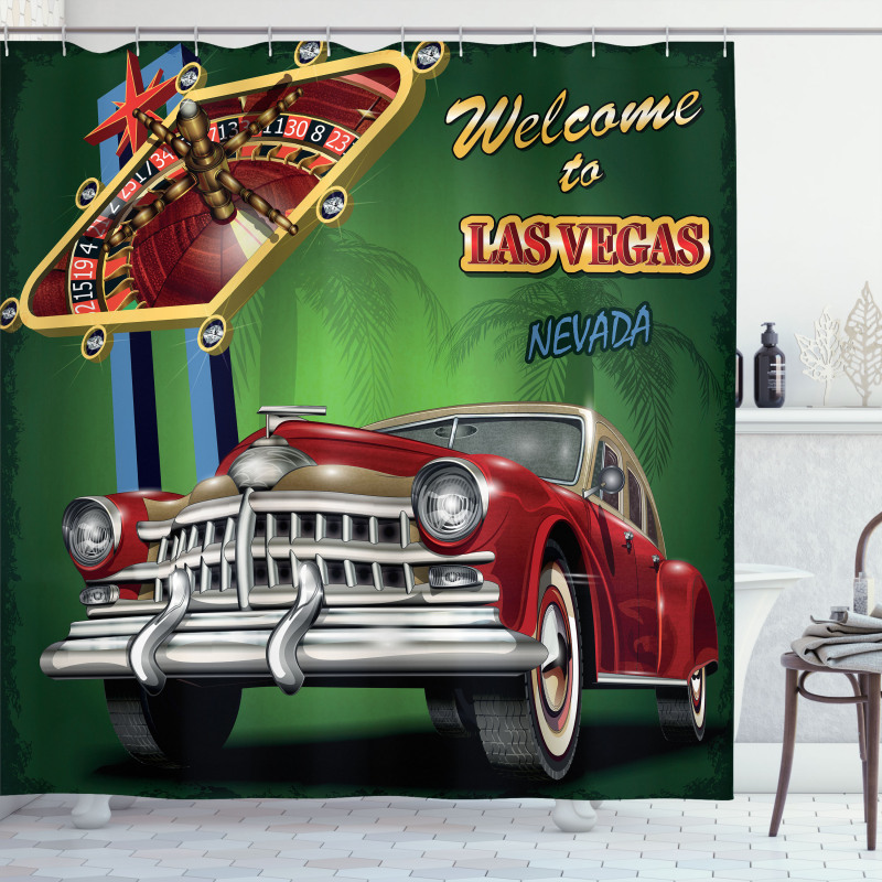 Retro Car Roulette Table Shower Curtain