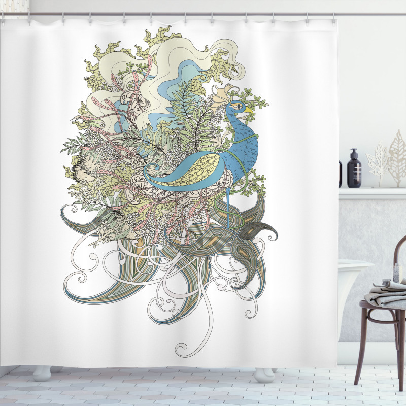 Aquatic Feathers Shower Curtain