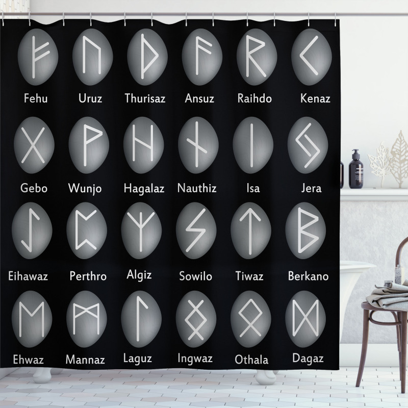 Shaded Effect Runic Alphabet Shower Curtain