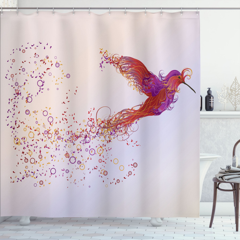 Abstract Hummingbird Shower Curtain
