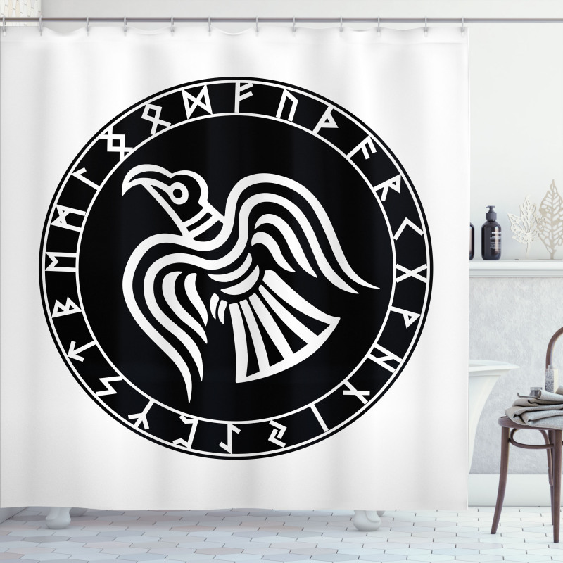 Illustration of Odins Ravens Shower Curtain