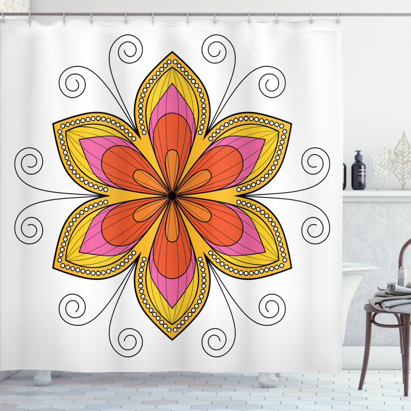 Flower Pattern Swirl Shower Curtain