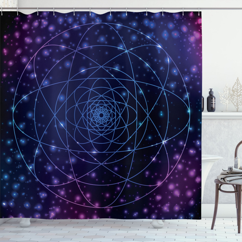 Outer Space Line Art Shower Curtain