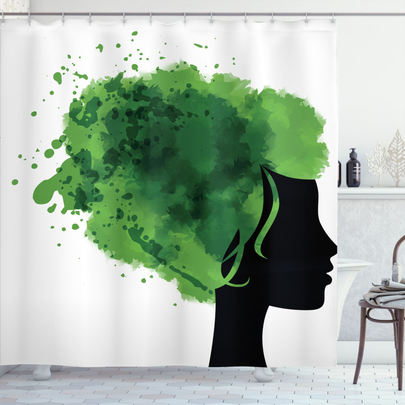 Tree Bushes Green Hair Shower Curtain