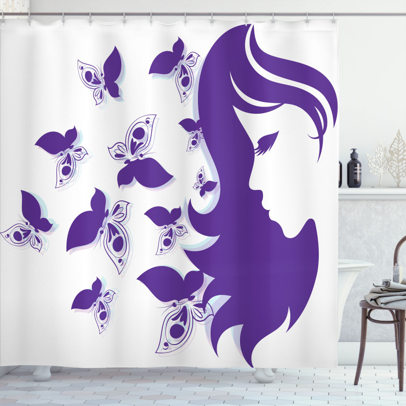 Butterflies and a Lady Shower Curtain