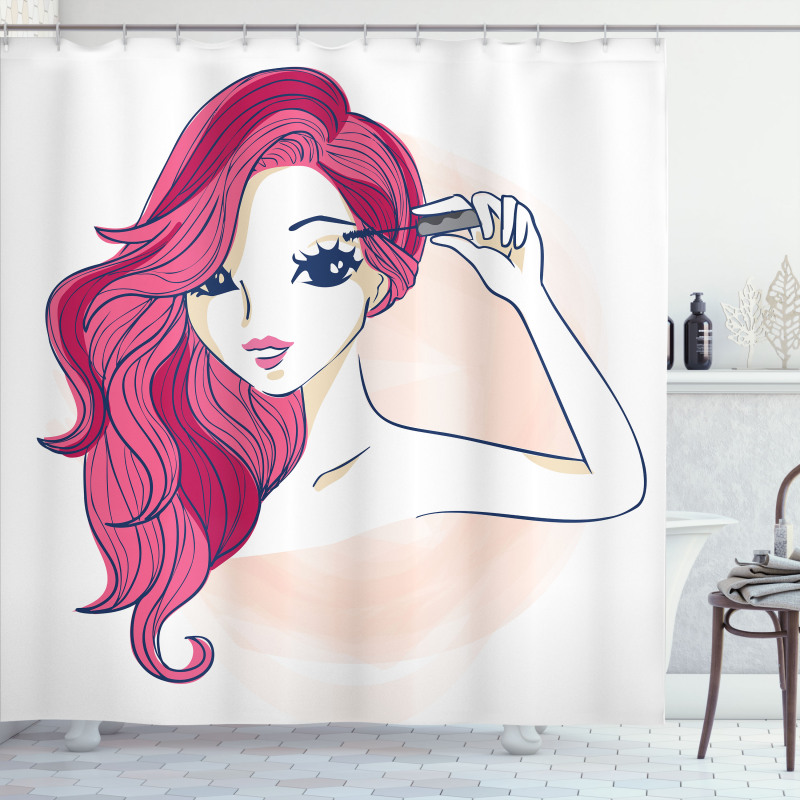 Application of Mascara Shower Curtain