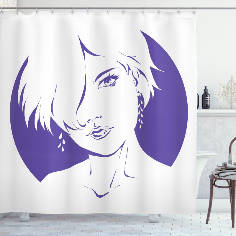 Monochrome Woman Shower Curtain