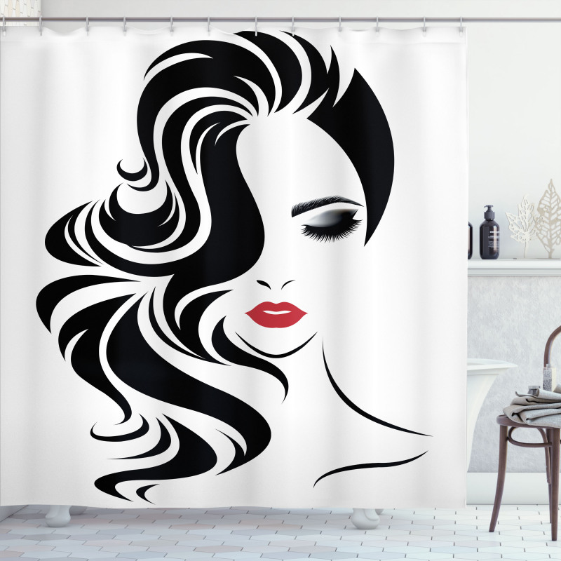 Red Lipstick and Waves Shower Curtain