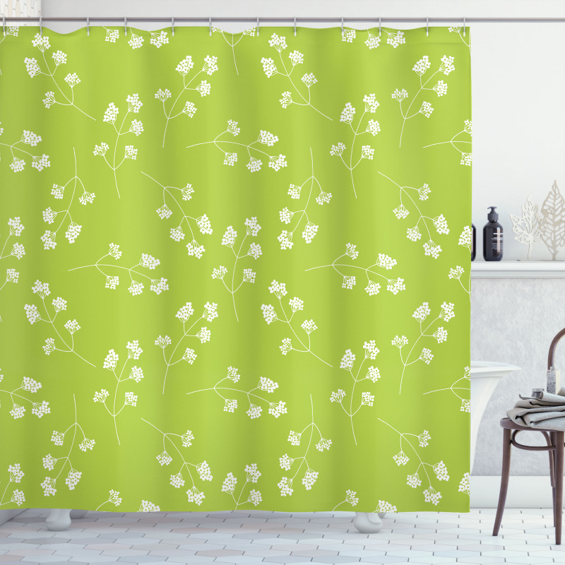 Blooming Flower Silhouettes Shower Curtain