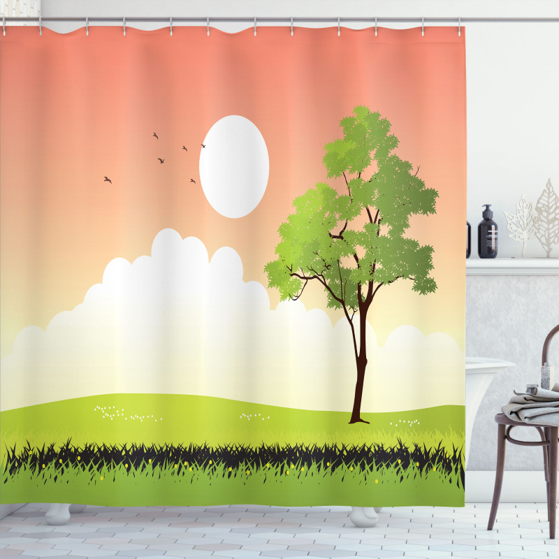 Summer Season Country Scene Shower Curtain