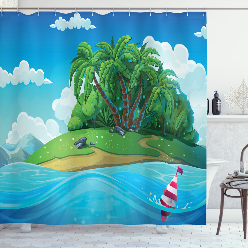 Aquatic Seascape Pattern Shower Curtain