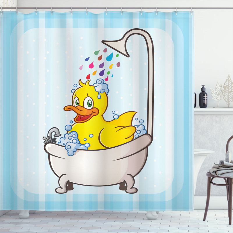 Cartoon Mascot in Bathtub Shower Curtain